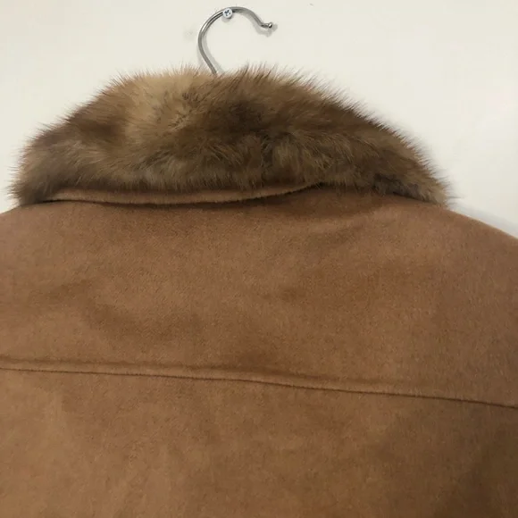 TSE Cashmere Coat Fur Collar Tan 12